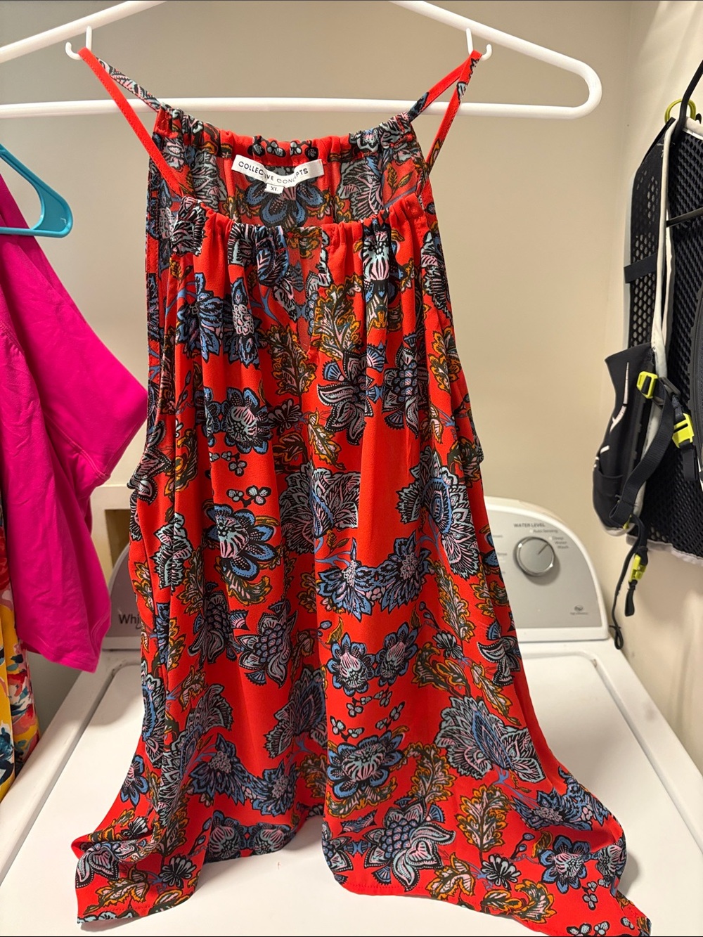 Collective Concepts StitchFix Bright Red Floral Flowy Blouse